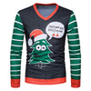 V Neck Christmas Cartoon Stripe Print Ugly T-shirt