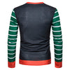 V Neck Christmas Cartoon Stripe Print Ugly T-shirt