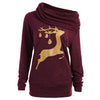 Elk Deer Print Cowl Neck Pullover Sweatshirt