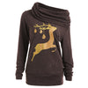 Elk Deer Print Cowl Neck Pullover Sweatshirt