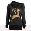 Elk Deer Print Cowl Neck Pullover Sweatshirt