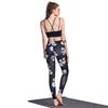 Trendy Mid Waist Floral Print Spliced Skinny Women Yoga Pants