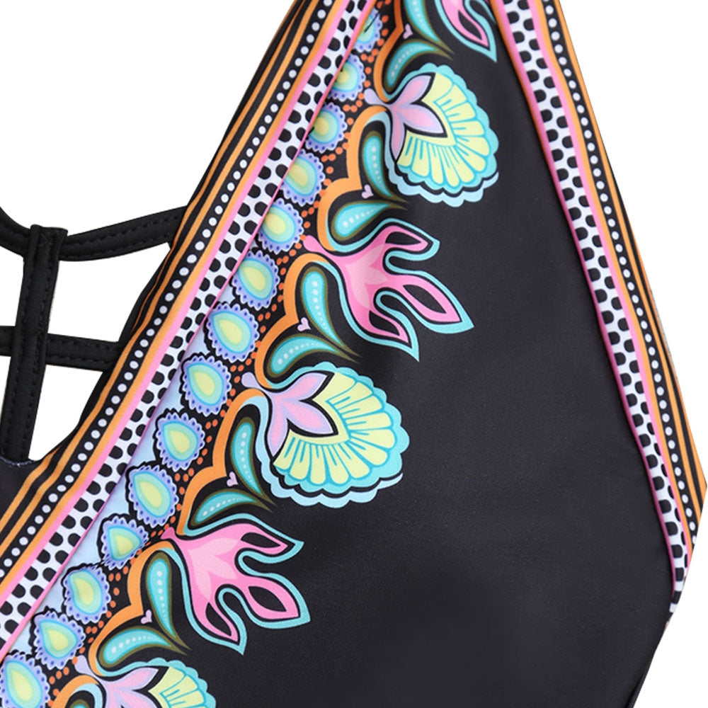 Low Back Halter Printed Swimsuit