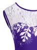 Christmas Lace Insert Santa Claus Print Party Dress
