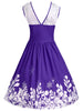 Christmas Lace Insert Santa Claus Print Party Dress