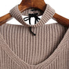 Dropped Shoulder Zip Embellished Sweater with Choker