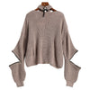 Dropped Shoulder Zip Embellished Sweater with Choker