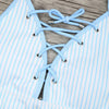 Tie Side Striped Lace-up Bikini Set
