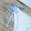 Tie Side Striped Lace-up Bikini Set