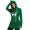 Cartoon Cat Print Drawstring Tunic Hoodie