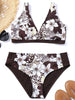 Plunge Neck Flower Pattern Bikini Set