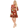 Stylish Round Collar Long Sleeve Christmas Print Women Dress
