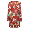 Stylish Round Collar Long Sleeve Christmas Print Women Dress