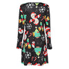 Stylish Round Collar Long Sleeve Christmas Print Women Dress
