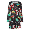 Stylish Round Collar Long Sleeve Christmas Print Women Dress
