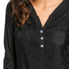 Lace Buttoned V-neck Blouse