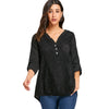 Lace Buttoned V-neck Blouse