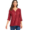 Lace Buttoned V-neck Blouse