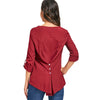 Lace Buttoned V-neck Blouse