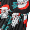 Round Collar 3/4 Sleeve Santa Claus Print Women Maxi Dress
