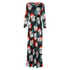 Round Collar 3/4 Sleeve Santa Claus Print Women Maxi Dress