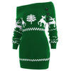 Off The Shoulder Reindeer Knit Tunic Sweater
