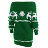 Off The Shoulder Reindeer Knit Tunic Sweater