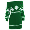 Off The Shoulder Reindeer Knit Tunic Sweater