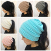 Ponytail Beanie Hat High Bun Knitted Cap Skull Stretchy Winter Warm Fashion