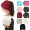 Ponytail Beanie Hat High Bun Knitted Cap Skull Stretchy Winter Warm Fashion