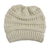 Ponytail Beanie Hat High Bun Knitted Cap Skull Stretchy Winter Warm Fashion