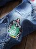 Flag Graphic Print Straight Distressed Jeans