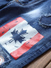 Flag Graphic Print Straight Distressed Jeans