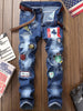 Flag Graphic Print Straight Distressed Jeans