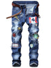 Flag Graphic Print Straight Distressed Jeans