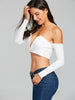 Strapless V Cut Long Sleeve Crop Top