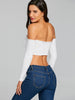 Strapless V Cut Long Sleeve Crop Top