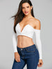 Strapless V Cut Long Sleeve Crop Top