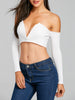 Strapless V Cut Long Sleeve Crop Top