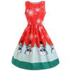 Snowflake Snowman Print Christmas Midi Dress