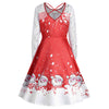 Lace Panel Santa Claus Print Flare Dress