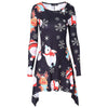 Long Sleeve Printed Christmas Mini Swing Dress