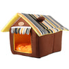 Striped Pattern Removable Dog Cat House Pet Bed
