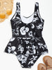 Floral Peplum Tankini Top and Briefs