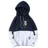 Hooded Color Block Embroidered Appliques Pullover Hoodie