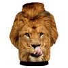 Lion Patterned 3D Animal Hoodie