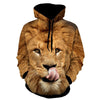 Lion Patterned 3D Animal Hoodie