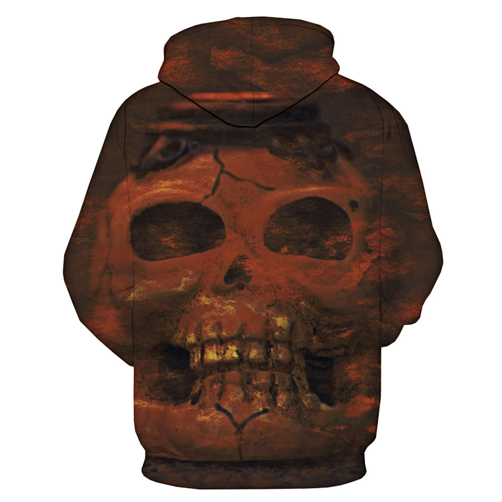 3D Skull Print Pullover Hoodie