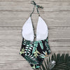 Tropical Halter Backless One-piece Swimsuit
