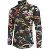 3D Florals Birds Print Cotton Linen Shirt